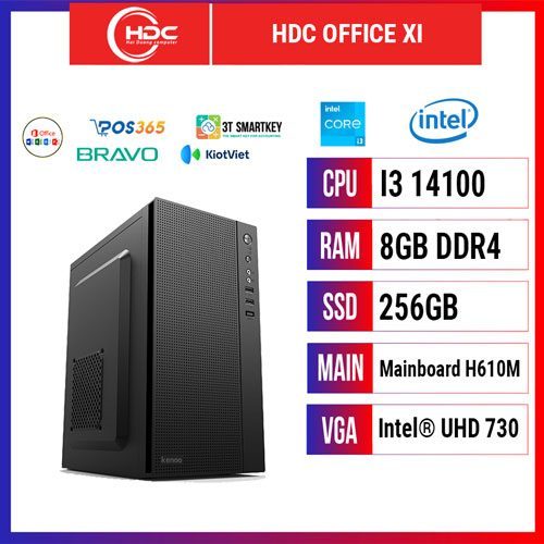 PC HDC OFFICE XI CPU i3 14100 – RAM 8GB DDR4 – SSD 256GB – MAIN H610M - UHD Graphics